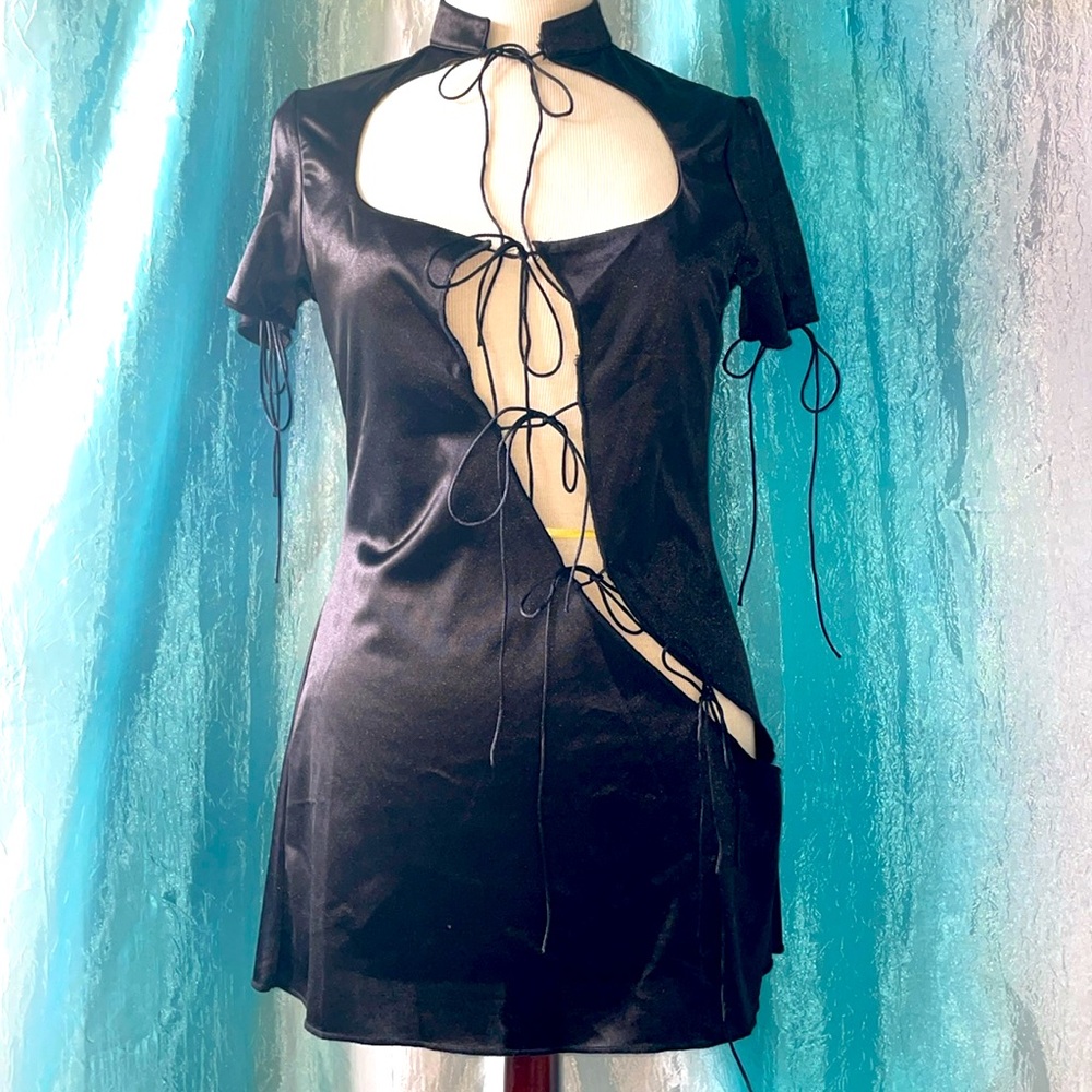 All black tie up dress . Size large #S&M